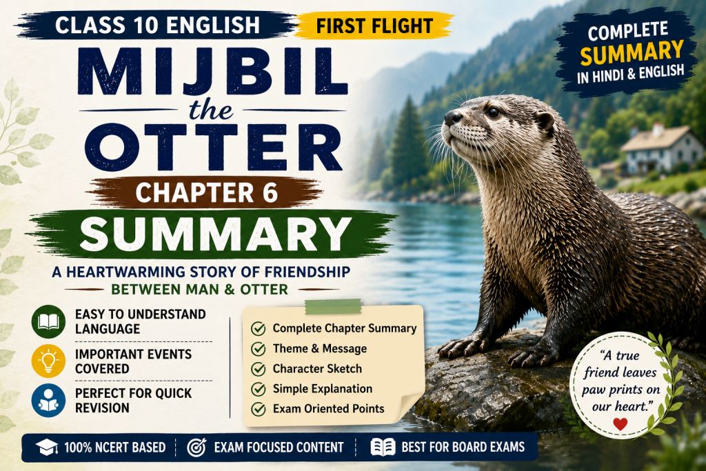 Mijbil the Otter Summary in Hindi Class 10 English Chapter 6